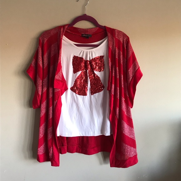 Takara Other - 🎉HP🎉 Takara Red Short Sleeve Cardigan Set XL
